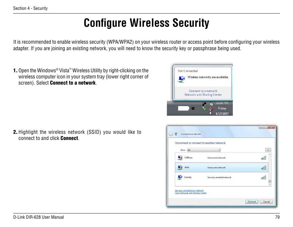 Configure wireless security | D-Link DIR-68 User Manual | Page 79 / 98