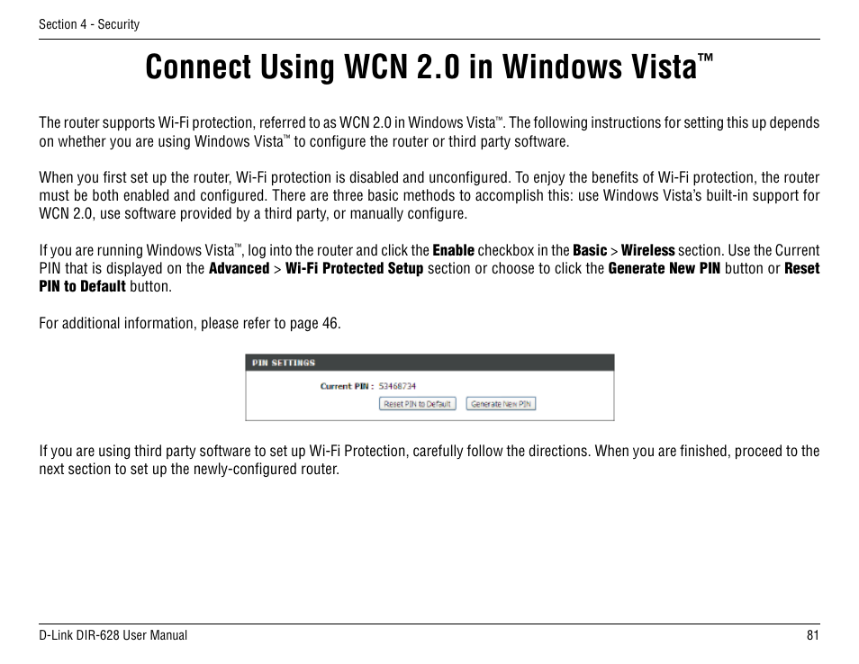 Connect using wcn 2.0 in windows vista | D-Link DIR-68 User Manual | Page 81 / 98