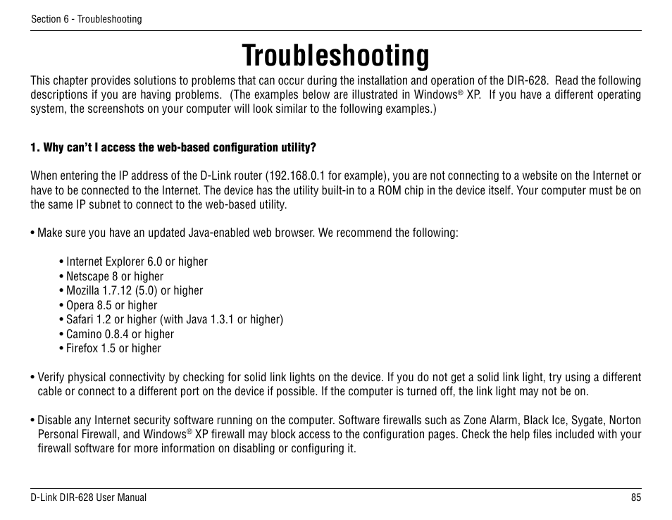 Troubleshooting | D-Link DIR-68 User Manual | Page 85 / 98
