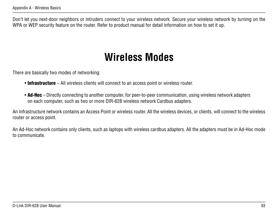 Wireless modes | D-Link DIR-68 User Manual | Page 93 / 98