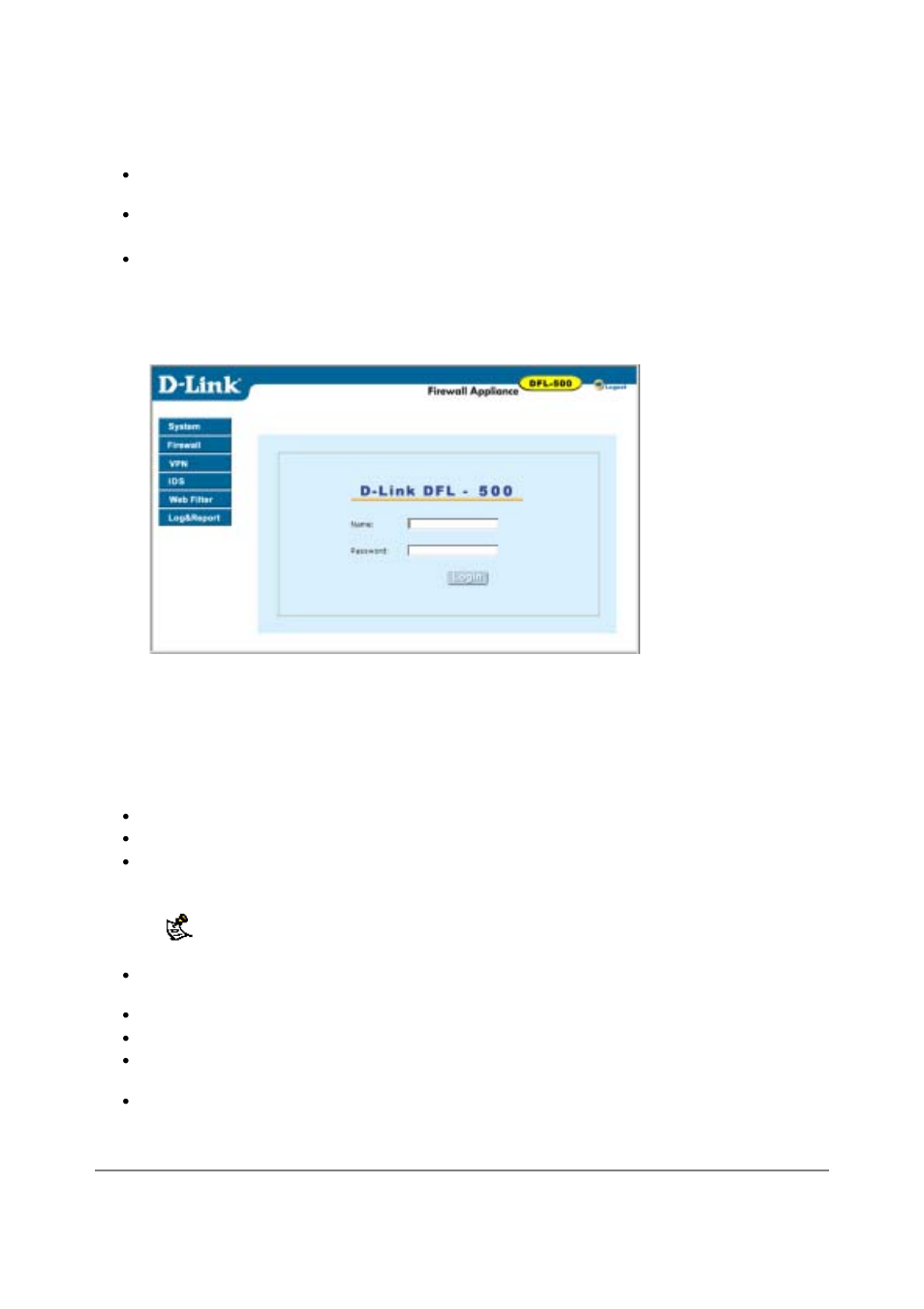 Connecting to the command line interface (cli) | D-Link DFL-500 User Manual | Page 13 / 122