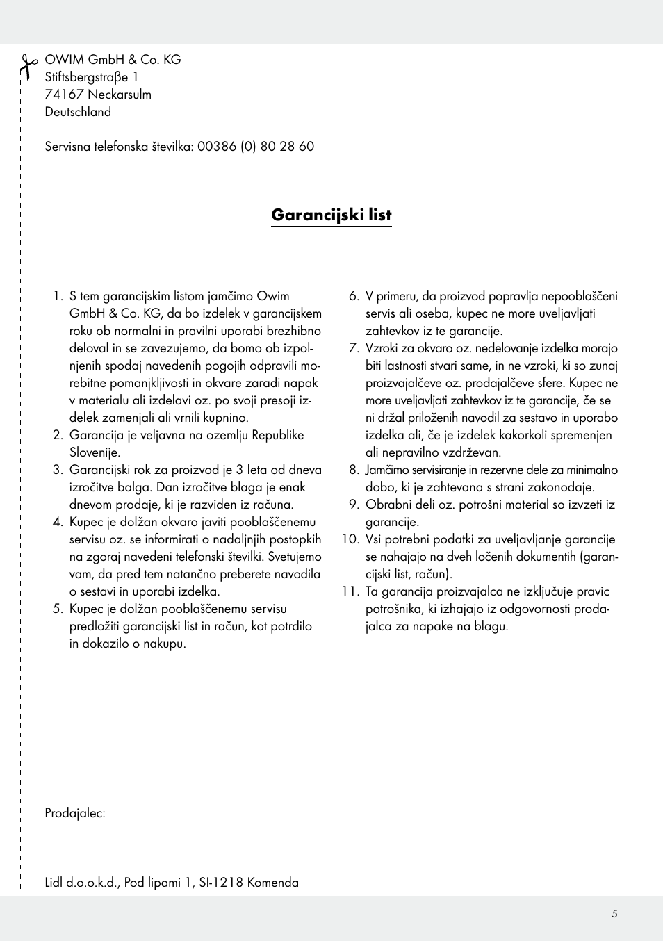 Garancijski list | Livarno Z30337 User Manual | Page 5 / 12