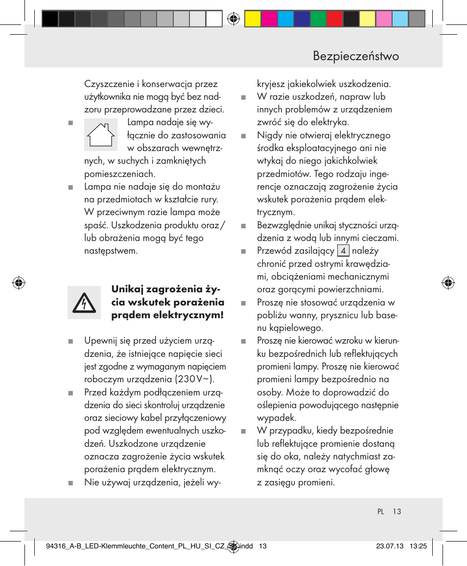 Bezpieczeństwo | Livarno Z31303A-BS/Z31303B-BS User Manual | Page 13 / 47