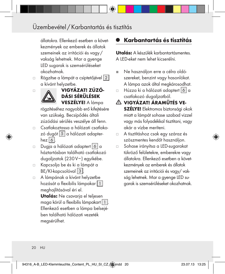 Üzembevétel / karbantartás és tisztítás, Karbantartás és tisztítás | Livarno Z31303A-BS/Z31303B-BS User Manual | Page 20 / 47