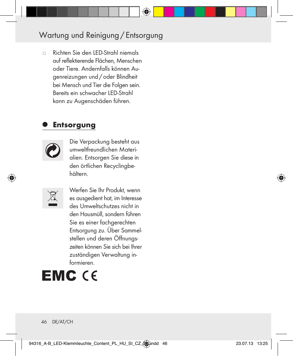 Wartung und reinigung / entsorgung, Entsorgung | Livarno Z31303A-BS/Z31303B-BS User Manual | Page 46 / 47