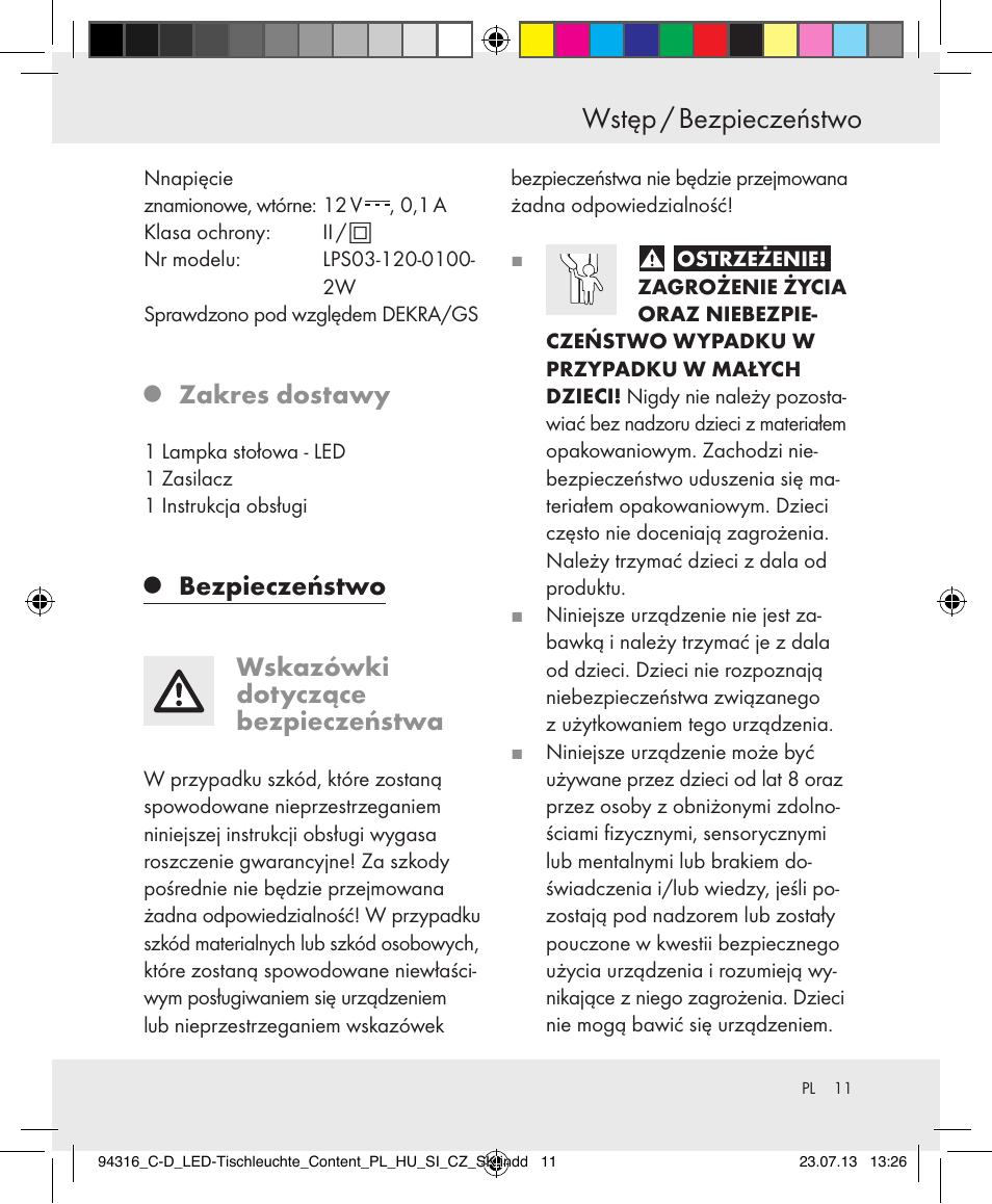 Wstęp / bezpieczeństwo, Zakres dostawy, Bezpieczeństwo | Wskazówki dotyczące bezpieczeństwa | Livarno Z31303C-BS/Z31303D-BS User Manual | Page 11 / 43