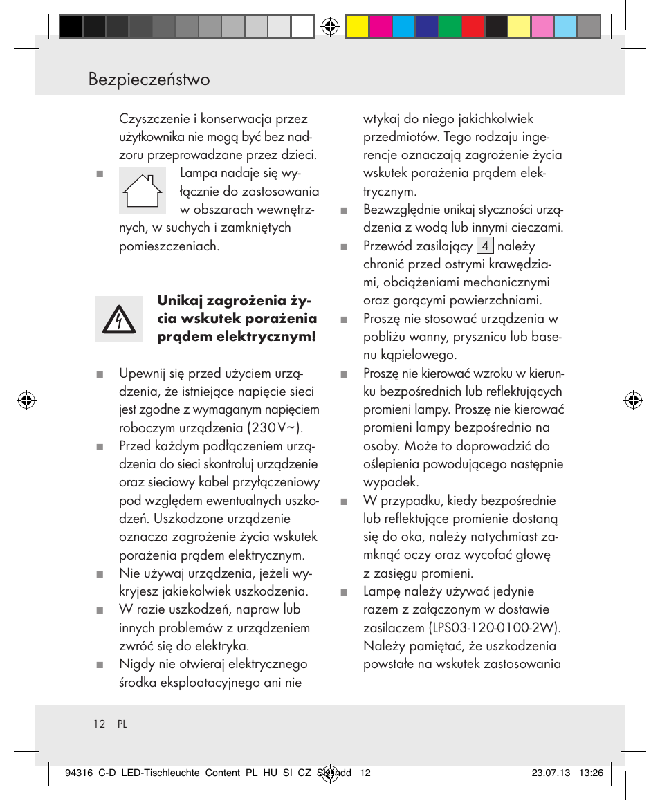 Bezpieczeństwo | Livarno Z31303C-BS/Z31303D-BS User Manual | Page 12 / 43