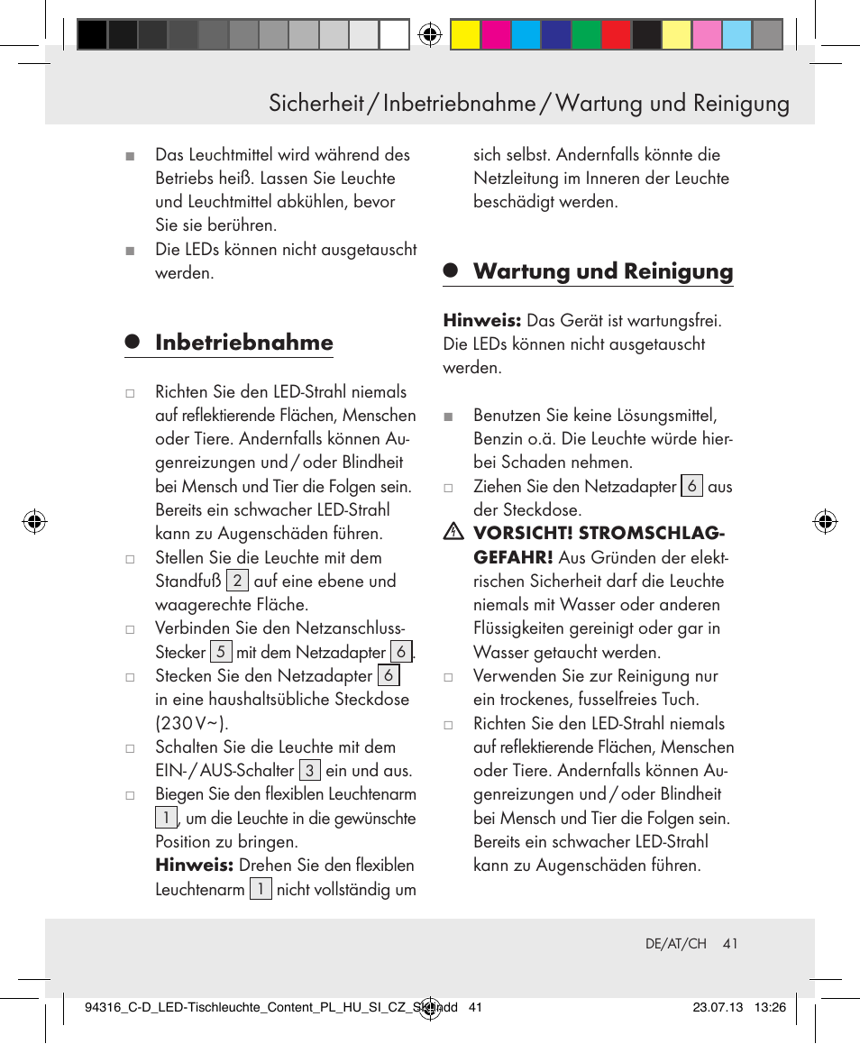 Inbetriebnahme, Wartung und reinigung | Livarno Z31303C-BS/Z31303D-BS User Manual | Page 41 / 43