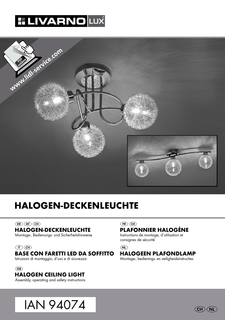 Livarno HALOGEN CEILING LIGHT User Manual | 38 pages