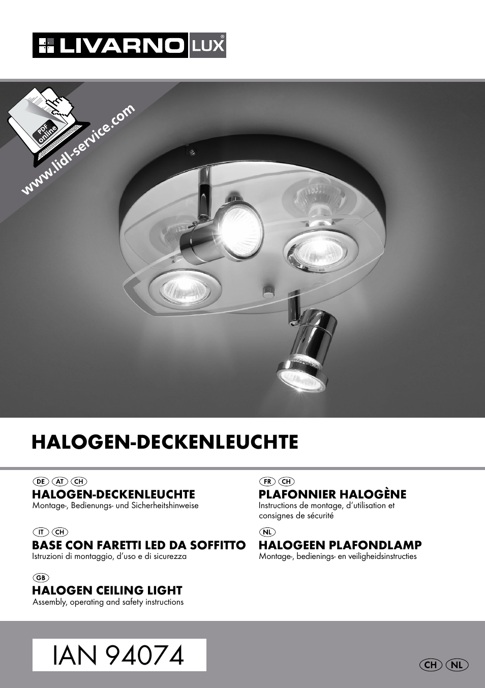 Livarno HALOGEN CEILING LIGHT User Manual | 38 pages