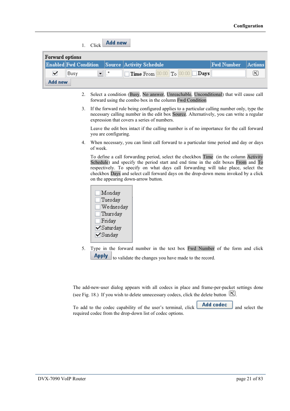 5 codec capability settings, Codec capability settings | D-Link VOIP DVX-7090 User Manual | Page 21 / 83