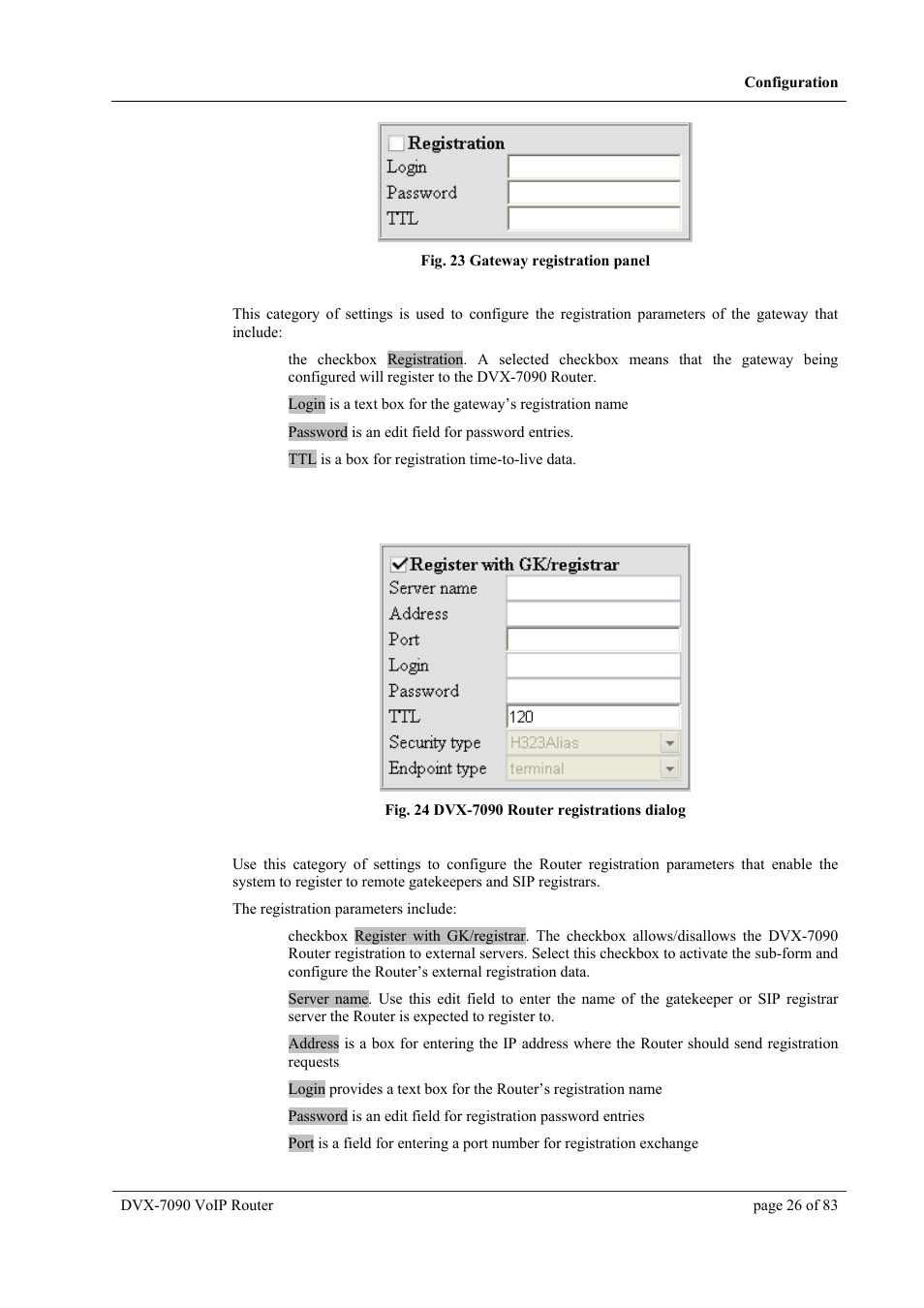 3 d-link dvx-7090 router registration settings, D-link dvx-7090 router registration settings | D-Link VOIP DVX-7090 User Manual | Page 26 / 83