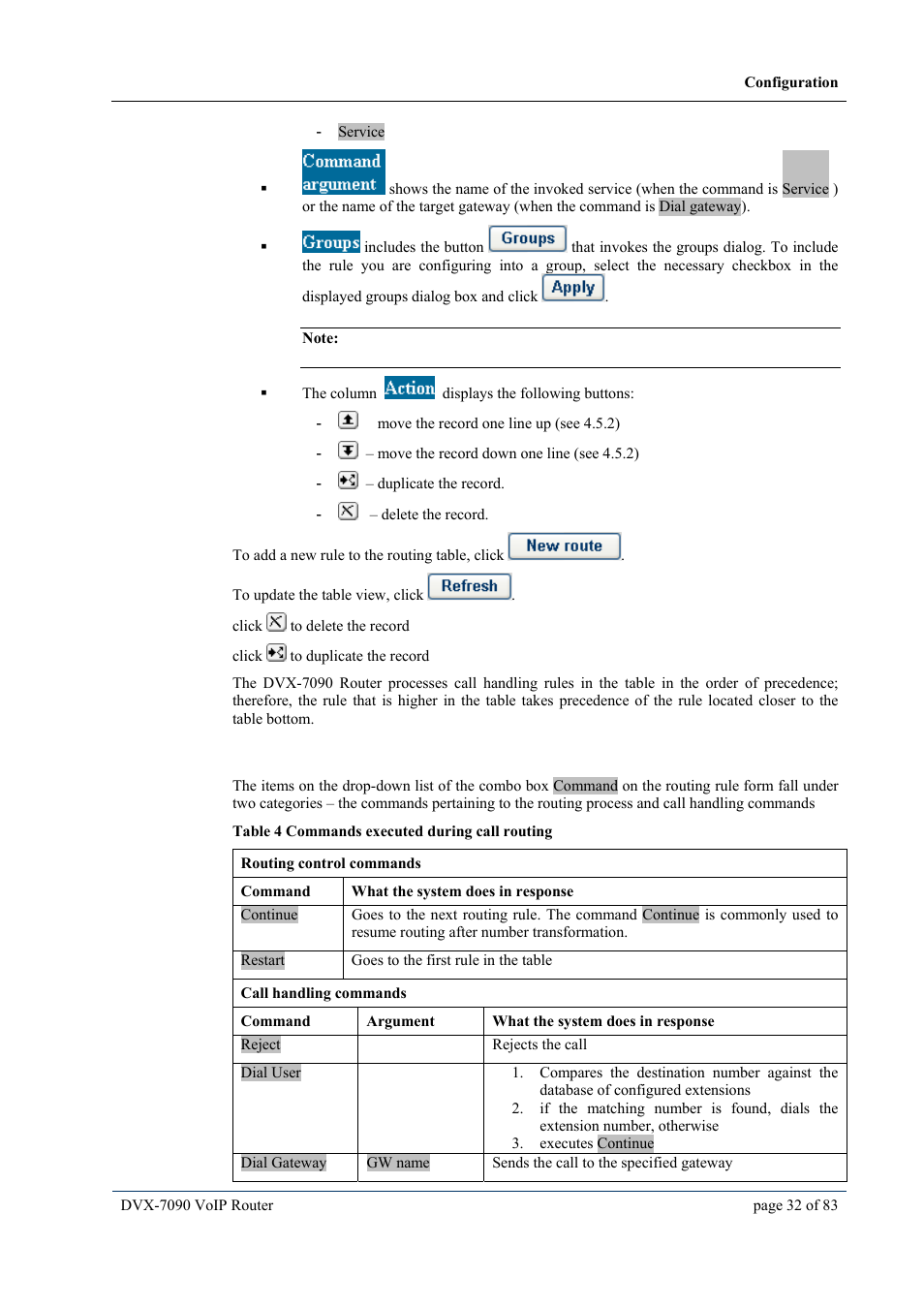 1 commands executed during routing, Commands executed during routing | D-Link VOIP DVX-7090 User Manual | Page 32 / 83