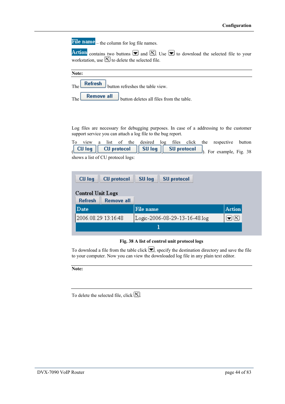 4 viewing logs, Viewing logs | D-Link VOIP DVX-7090 User Manual | Page 44 / 83