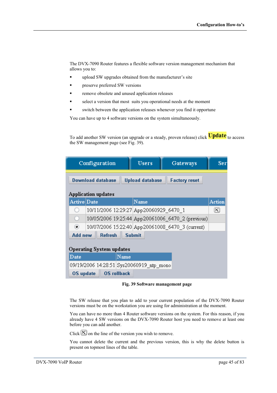 9 software version management, Oftware version management | D-Link VOIP DVX-7090 User Manual | Page 45 / 83