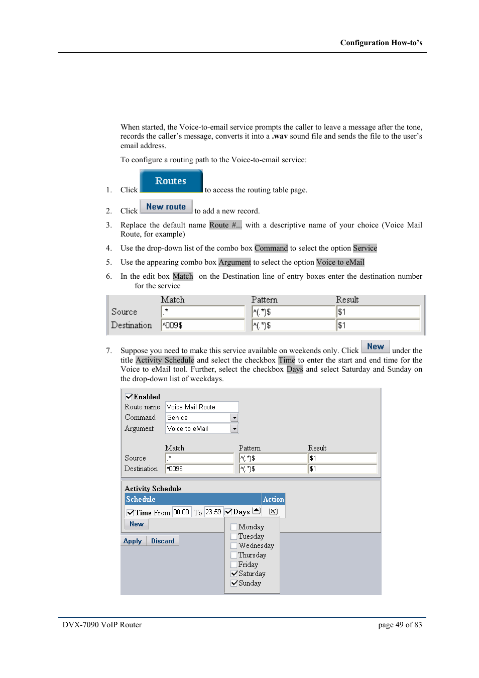 5 configuration how-to's, 1 how to configure routing path to voice to email, Configuration how-to's | Ow to configure routing path to, Oice to email, And ch. 5 o, Onfiguration how | D-Link VOIP DVX-7090 User Manual | Page 49 / 83