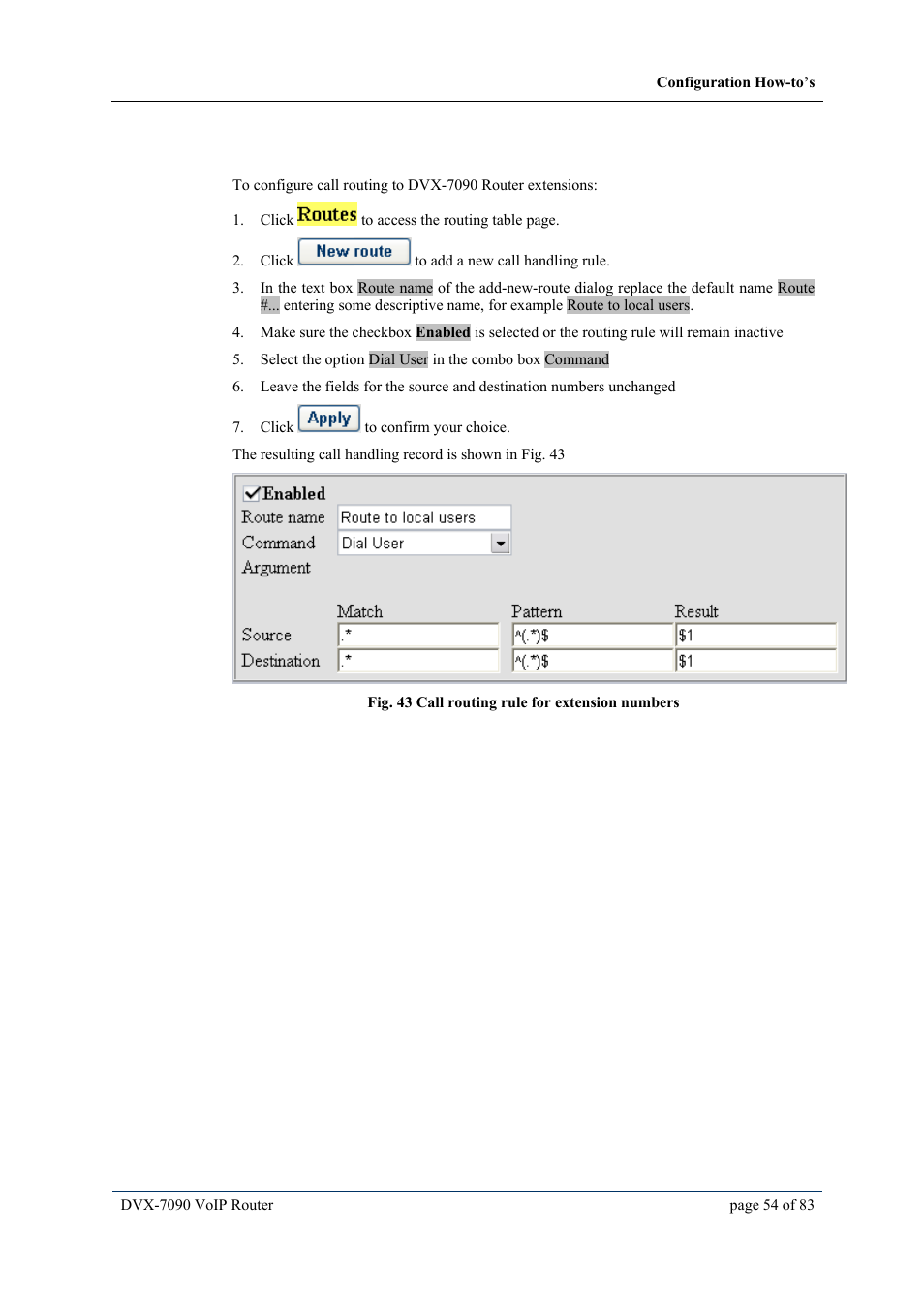 Ow to configure routing path to extension numbers | D-Link VOIP DVX-7090 User Manual | Page 54 / 83