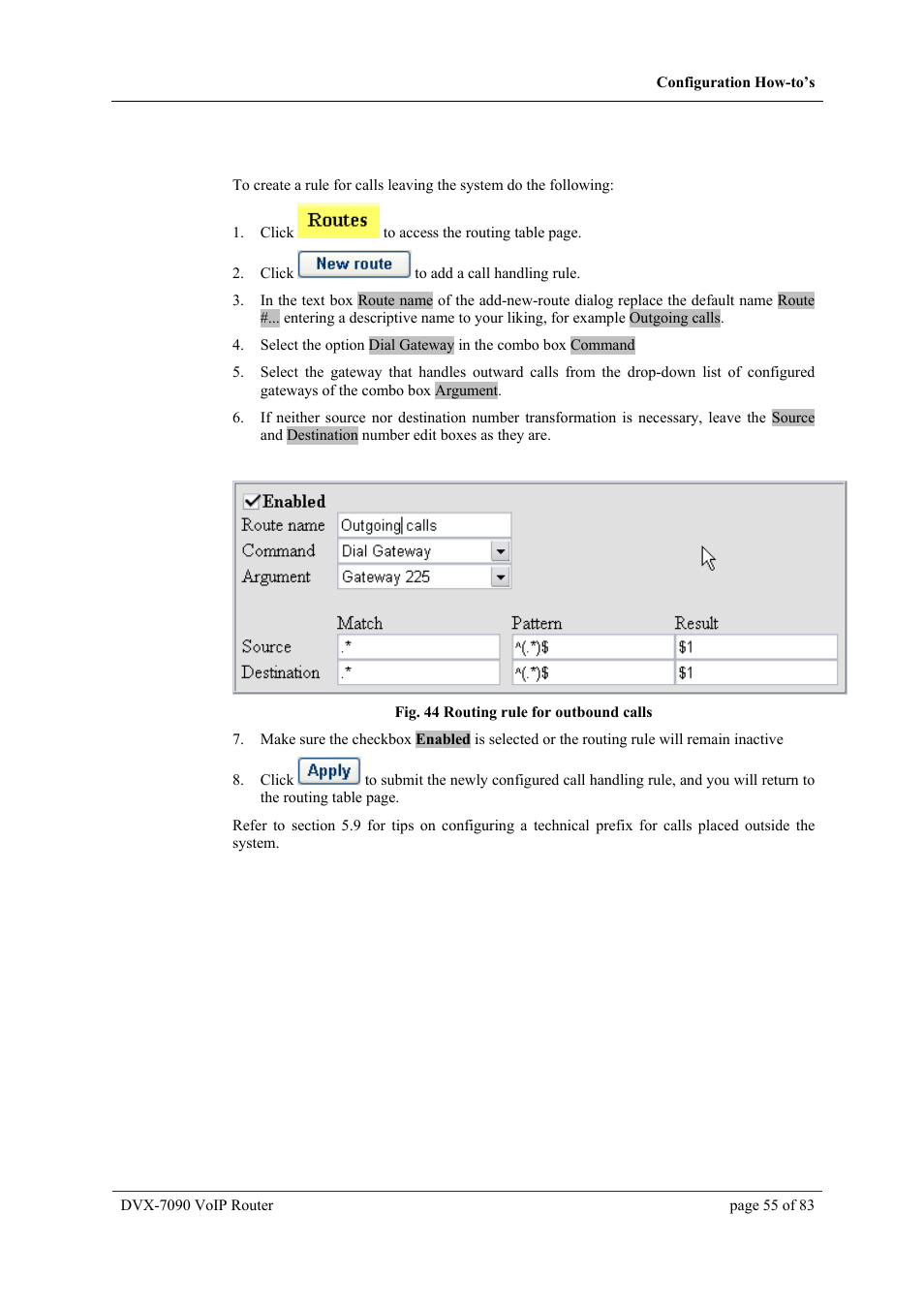 4 how to configure routing path for outbound calls, Ow to configure routing path for outbound calls | D-Link VOIP DVX-7090 User Manual | Page 55 / 83