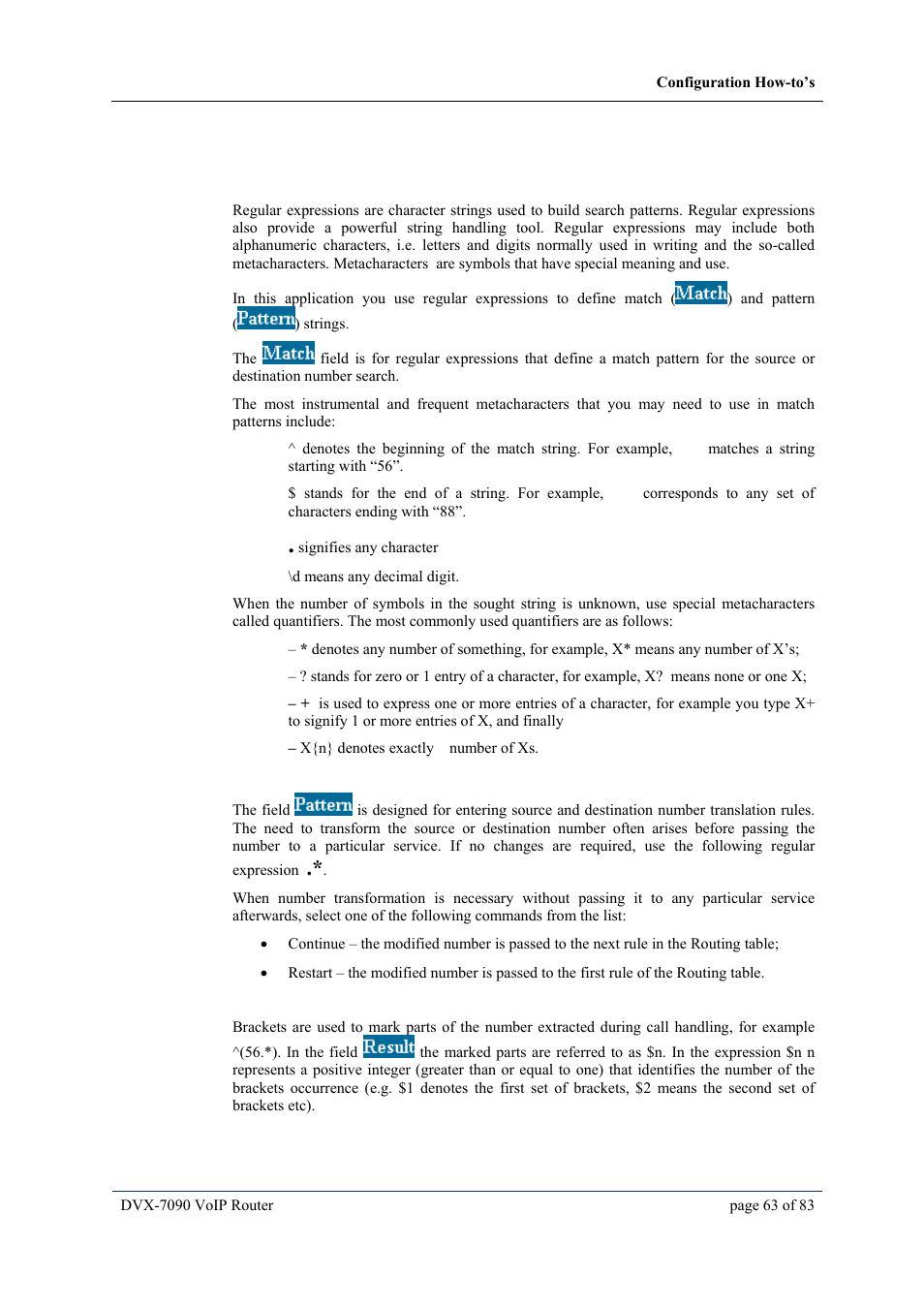 Ow to use, Atch and, Attern fields in the | Outing table | D-Link VOIP DVX-7090 User Manual | Page 63 / 83