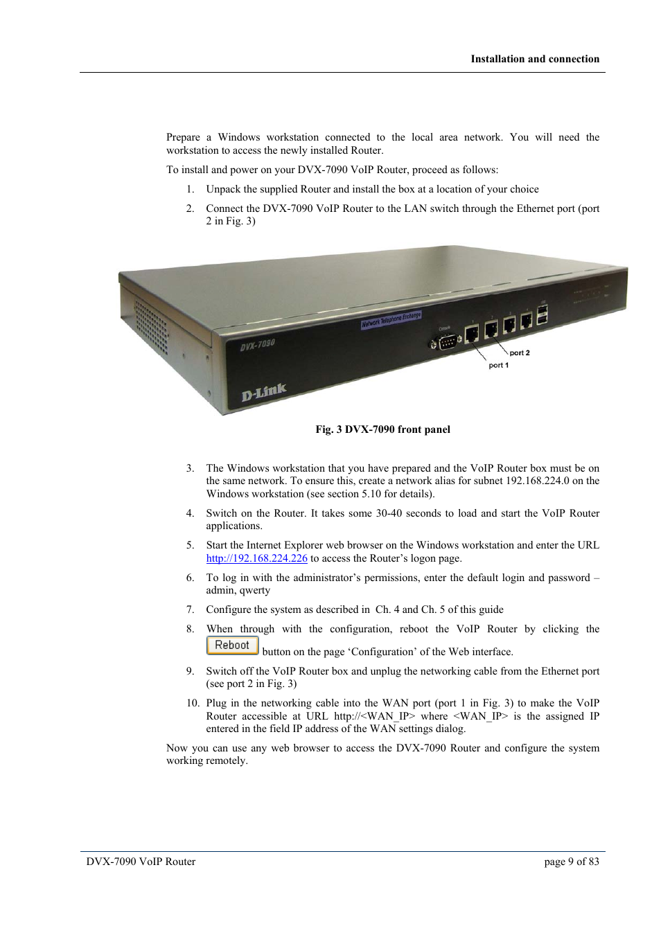 3 installation and connection, Installation and connection, Nstallation and connection | D-Link VOIP DVX-7090 User Manual | Page 9 / 83