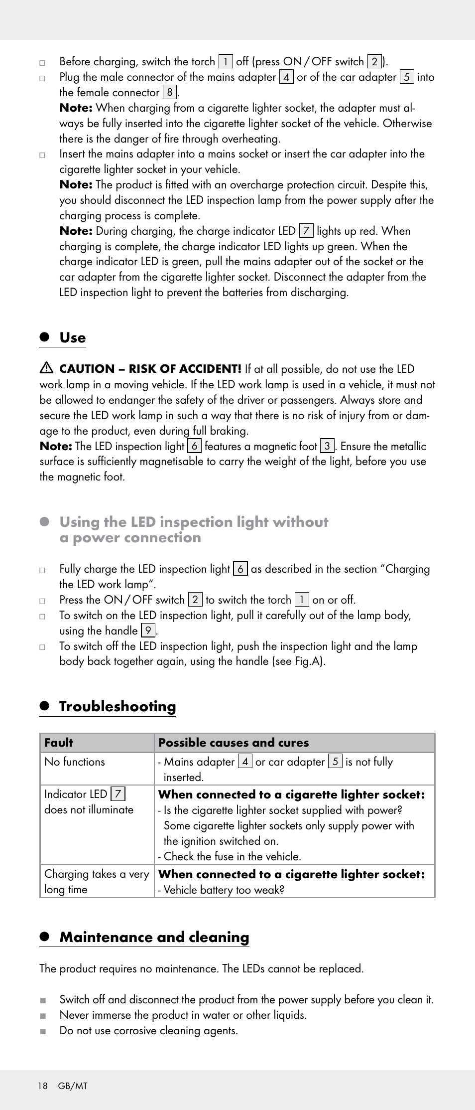 Troubleshooting, Maintenance and cleaning | Livarno Z31346-BS User Manual | Page 18 / 24