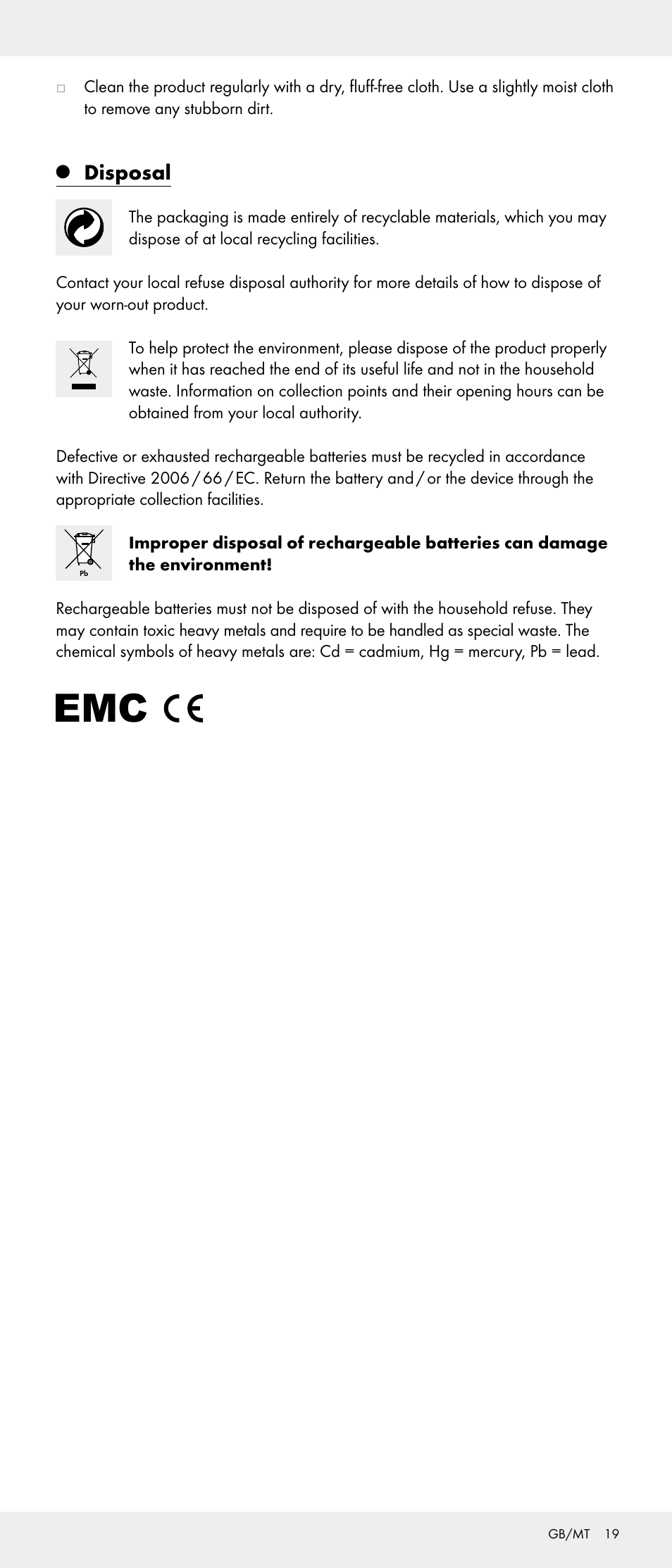 Disposal | Livarno Z31346-BS User Manual | Page 19 / 24