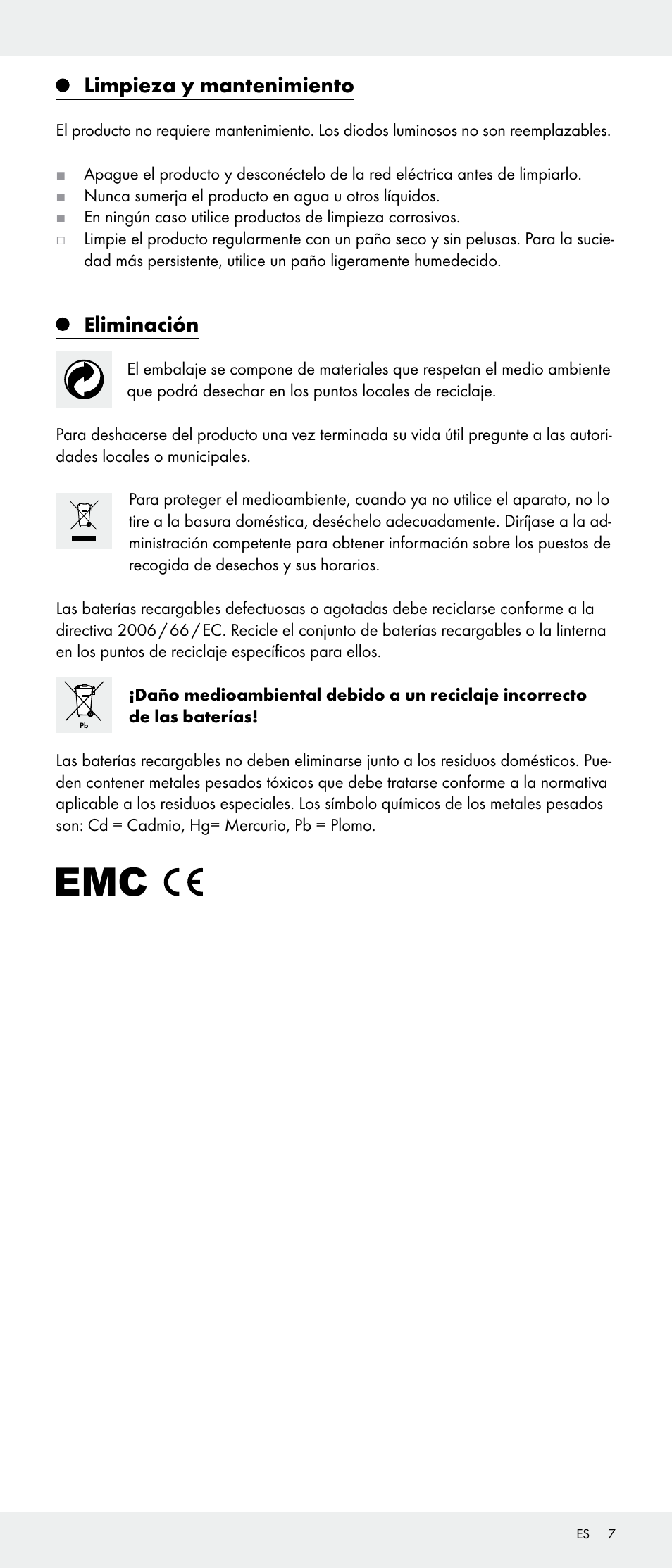 Limpieza y mantenimiento, Eliminación | Livarno Z31346-BS User Manual | Page 7 / 24