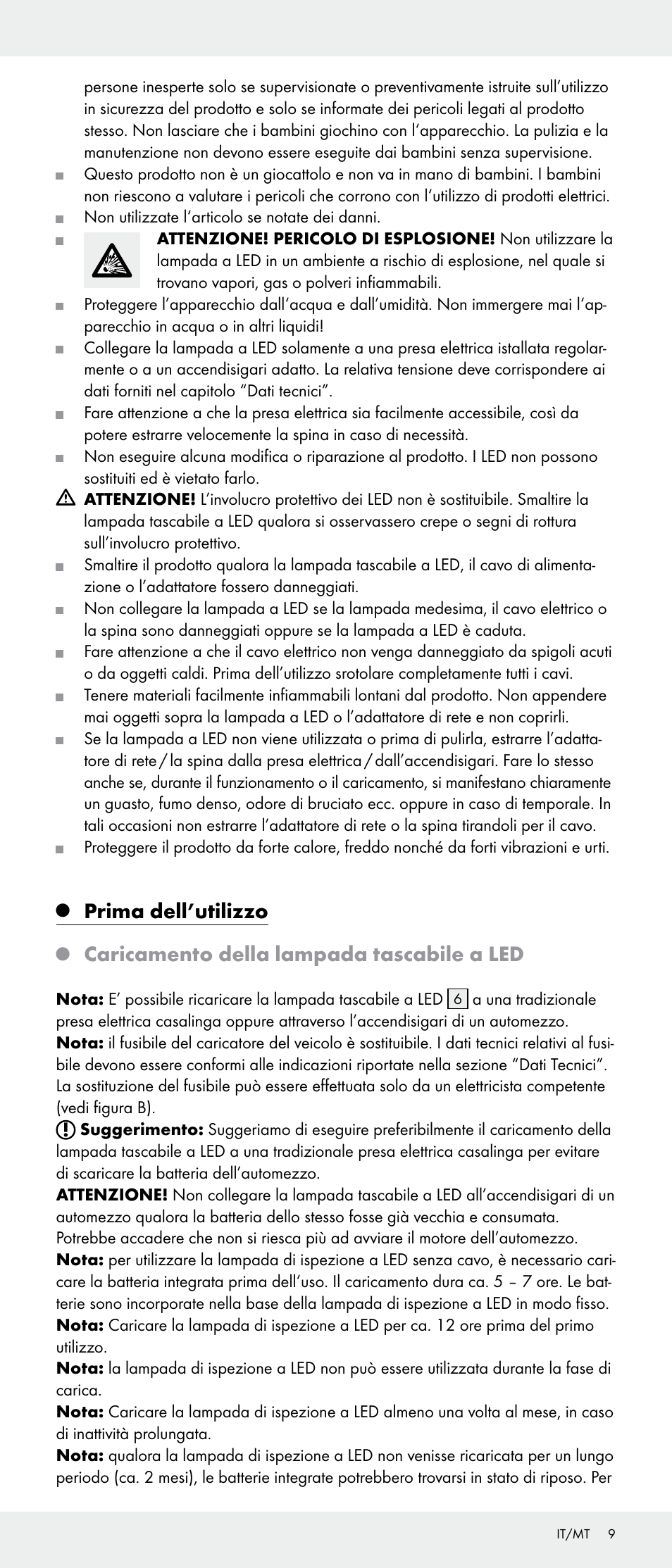 Prima dell’utilizzo, Caricamento della lampada tascabile a led | Livarno Z31346-BS User Manual | Page 9 / 24