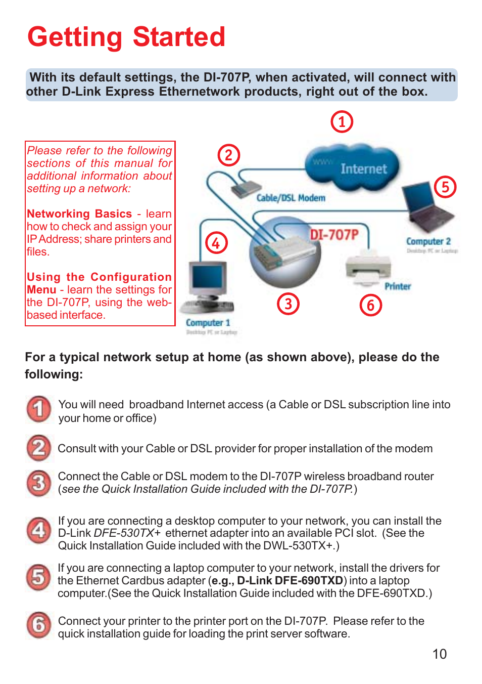 Getting started | D-Link DI-707P User Manual | Page 11 / 75