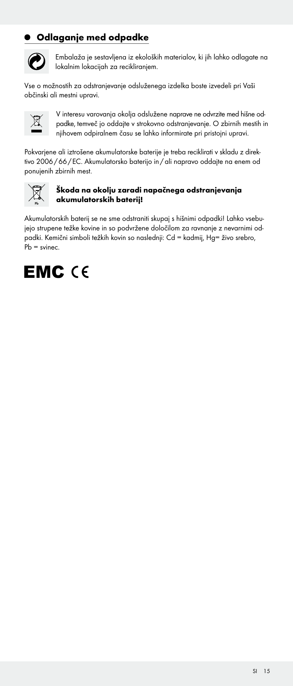 Odlaganje med odpadke | Livarno Z31346-BS User Manual | Page 15 / 21