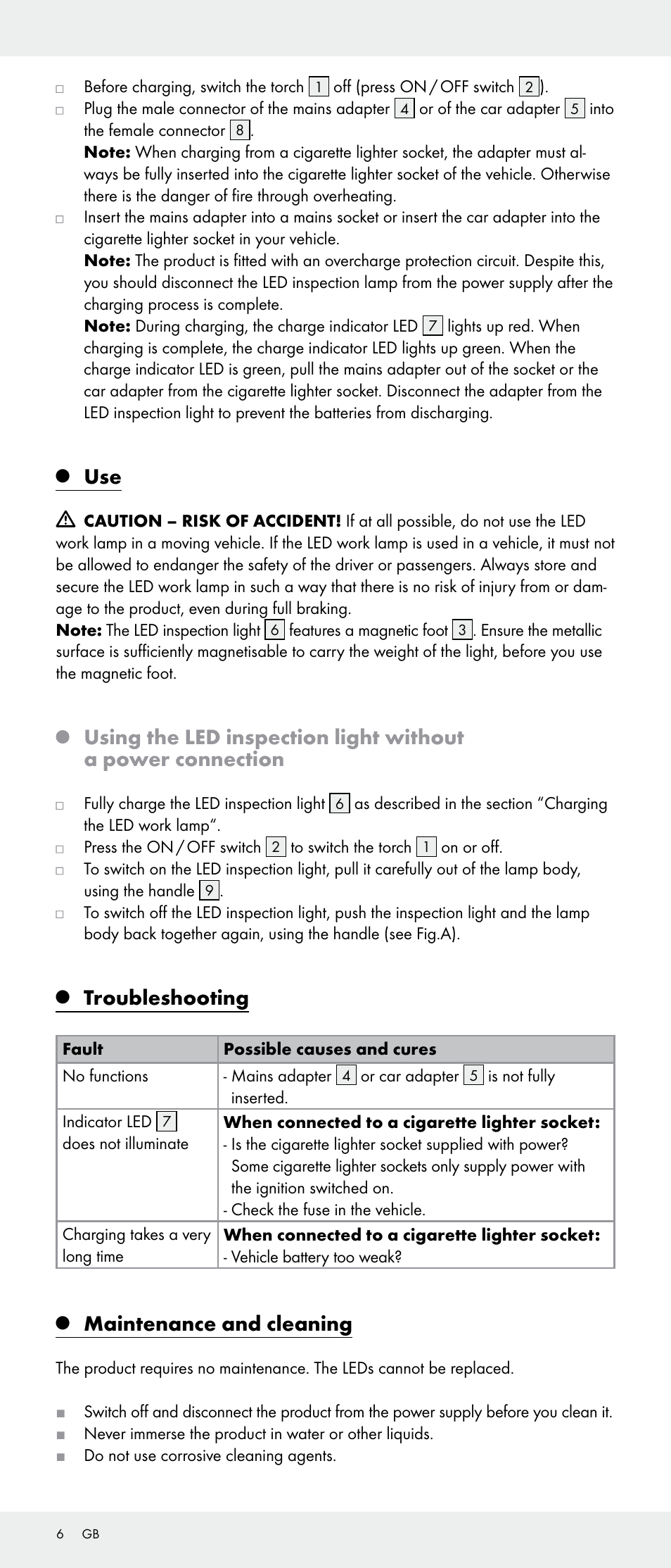 Troubleshooting, Maintenance and cleaning | Livarno Z31346-BS User Manual | Page 6 / 21