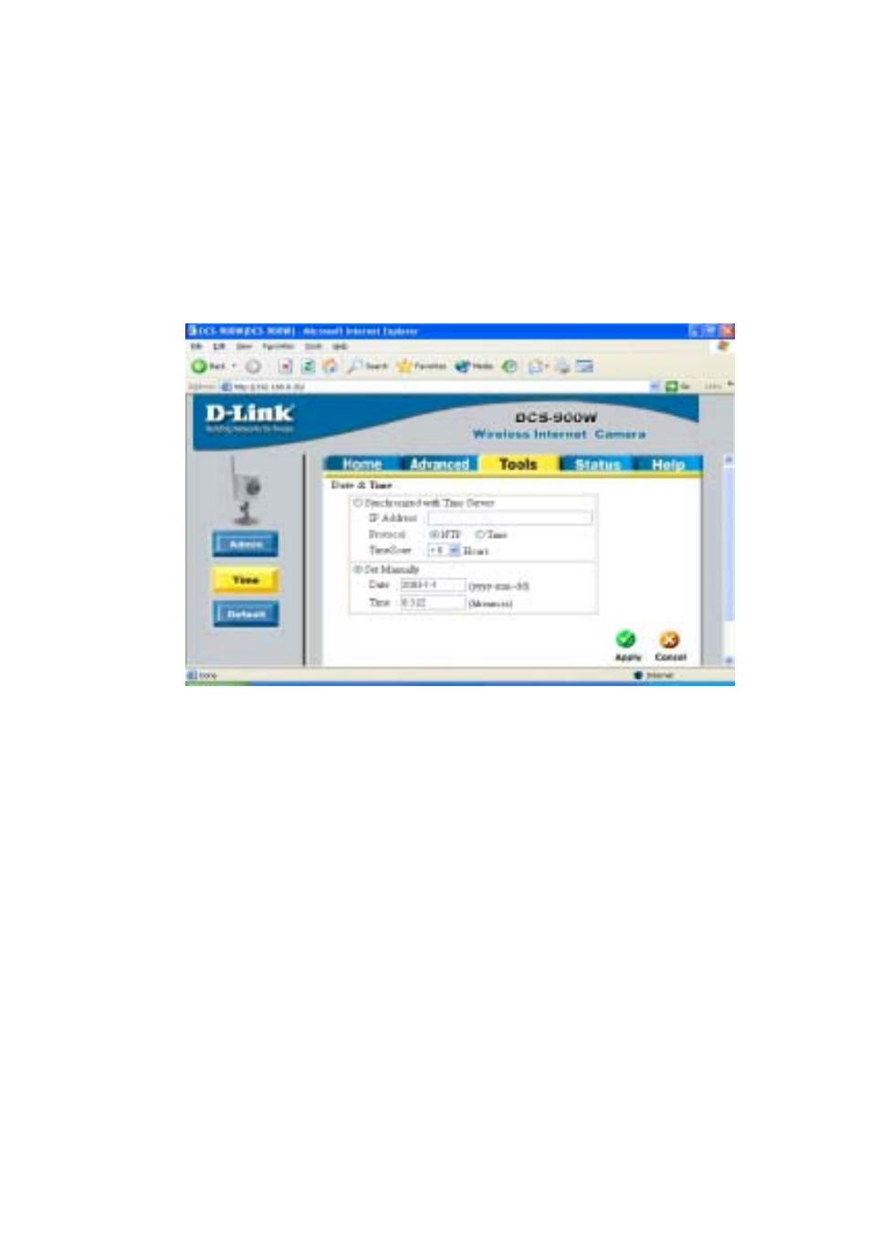 Dcs-900w configuration, Tools > time | D-Link DCS-900W User Manual | Page 36 / 98