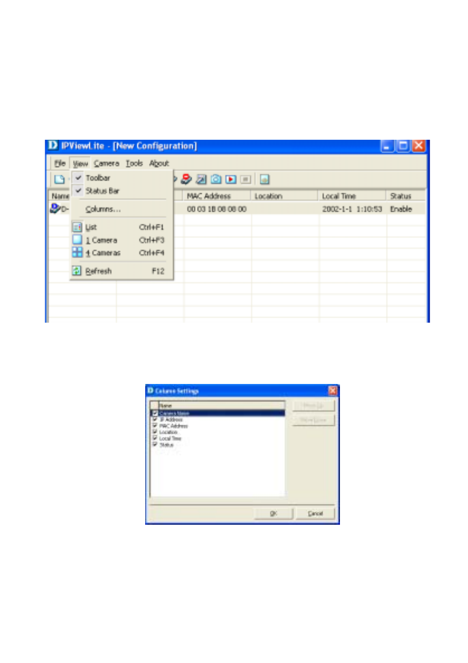 Ipview lite, Columns viewing format, Menu bar > view | D-Link DCS-900W User Manual | Page 70 / 98