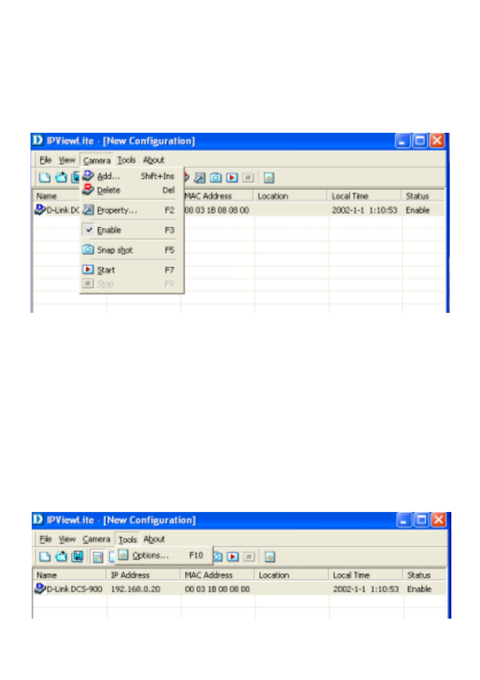 Ipview lite- getting started (continued), Menu bar > tools, Menu bar > camera, tools | D-Link DCS-900W User Manual | Page 72 / 98