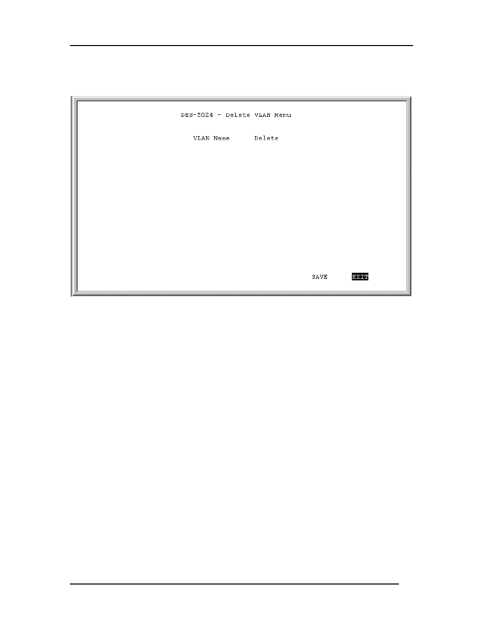 Delete vlan menu | D-Link DES-5024 User Manual | Page 78 / 93