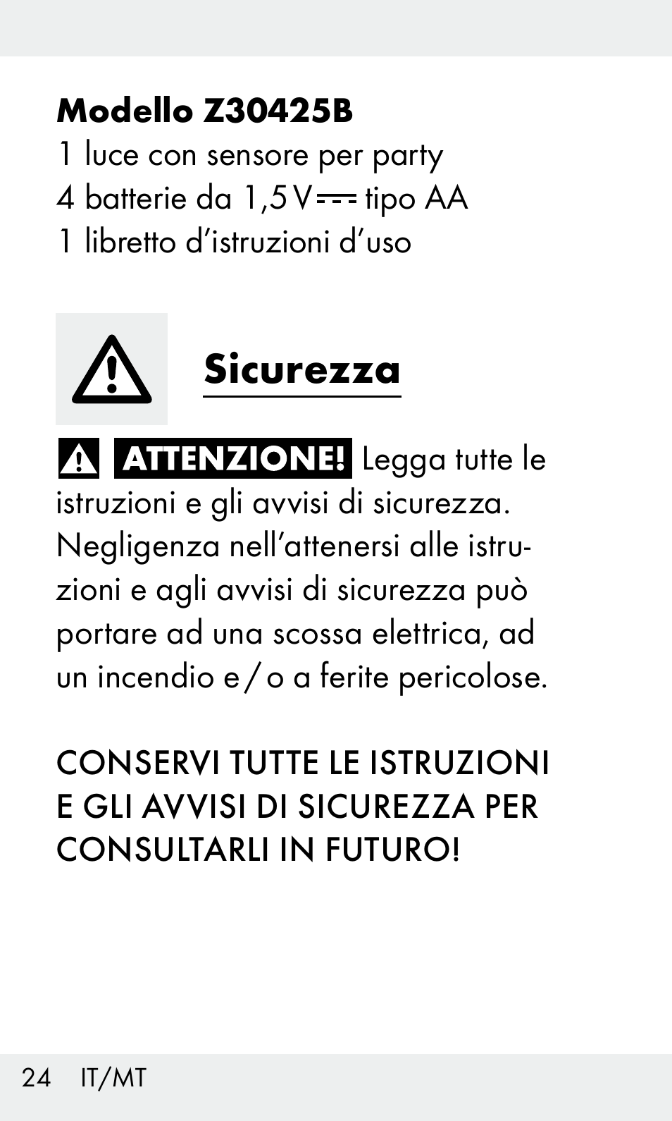 Sicurezza | Livarno Z31603 User Manual | Page 24 / 84