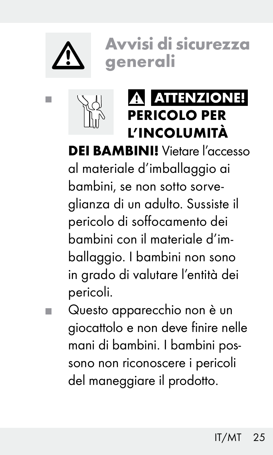 Avvisi di sicurezza generali | Livarno Z31603 User Manual | Page 25 / 84