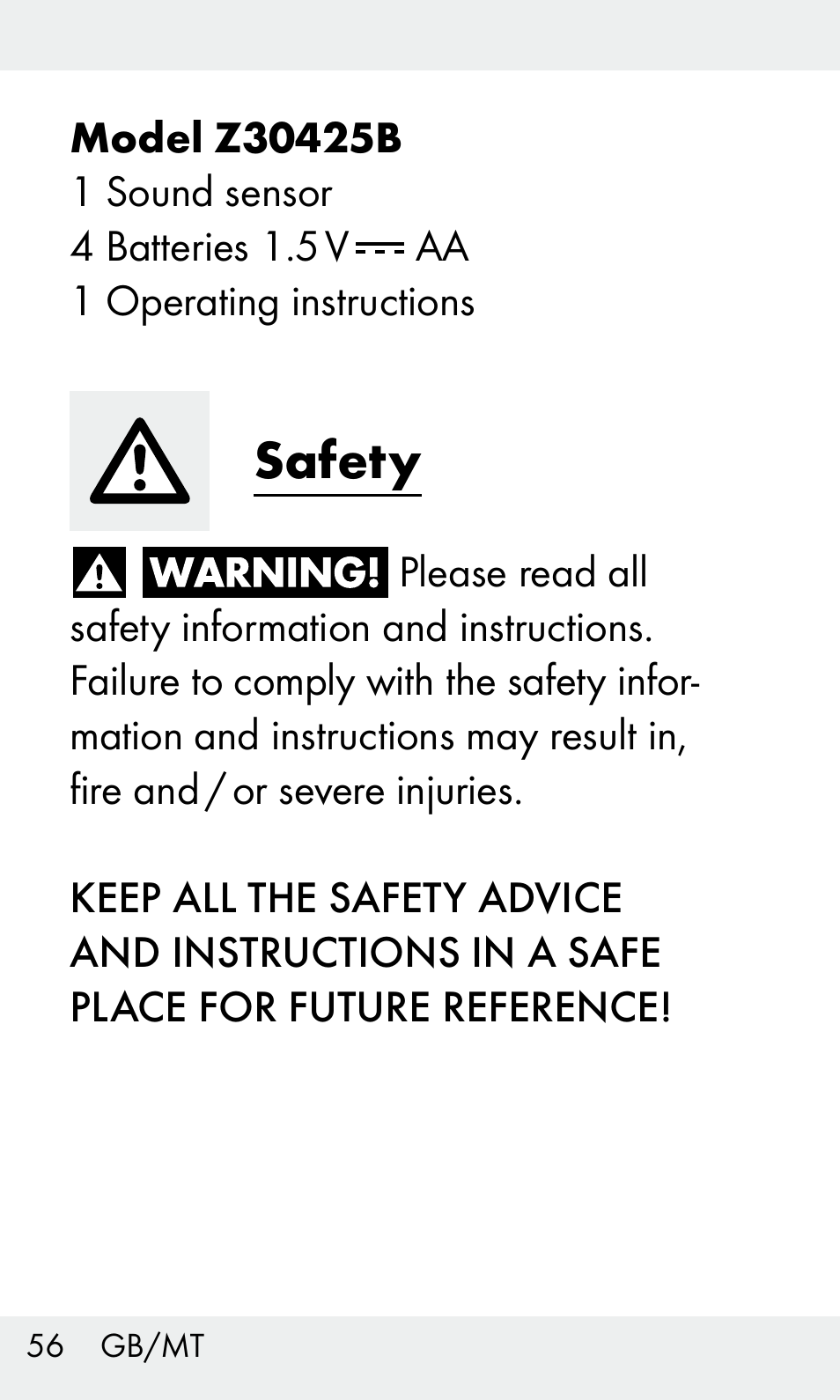 Safety | Livarno Z31603 User Manual | Page 56 / 84