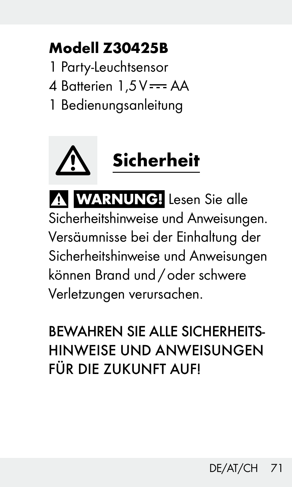 Sicherheit | Livarno Z31603 User Manual | Page 71 / 84