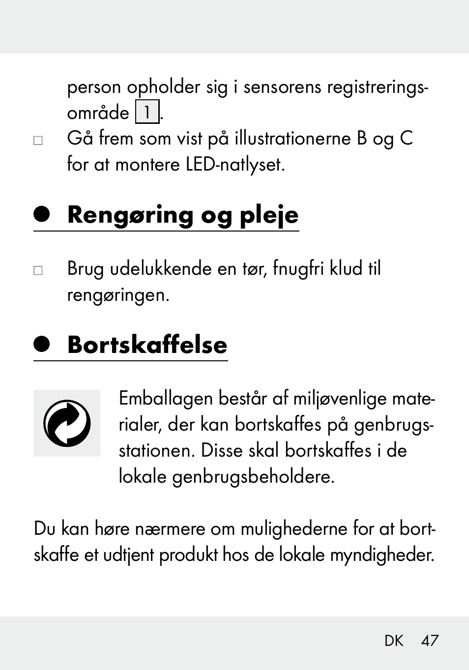 Rengøring og pleje, Bortskaffelse | Livarno 103994-14-01/103994-14-02 User Manual | Page 47 / 88