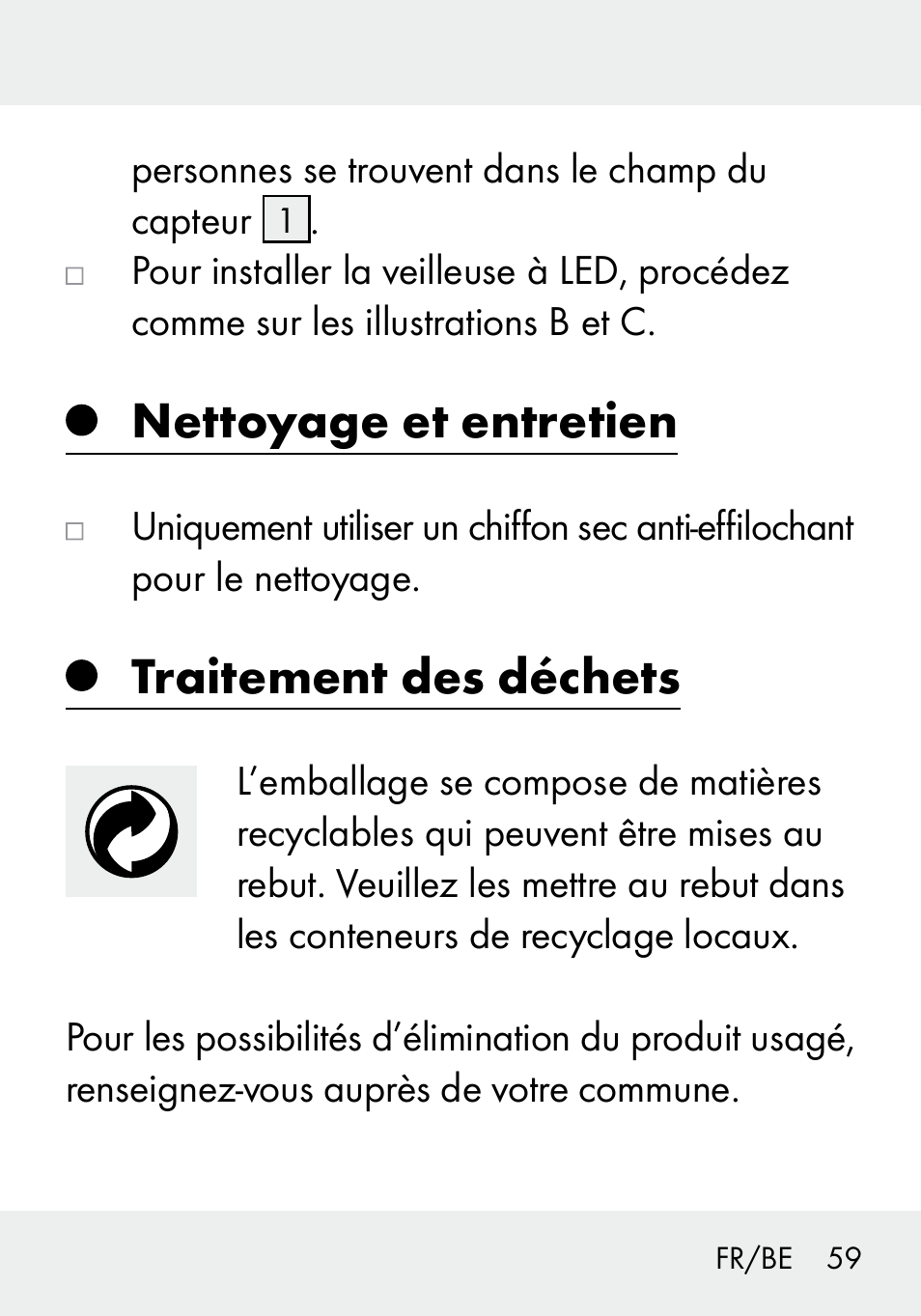 Nettoyage et entretien, Traitement des déchets | Livarno 103994-14-01/103994-14-02 User Manual | Page 59 / 88