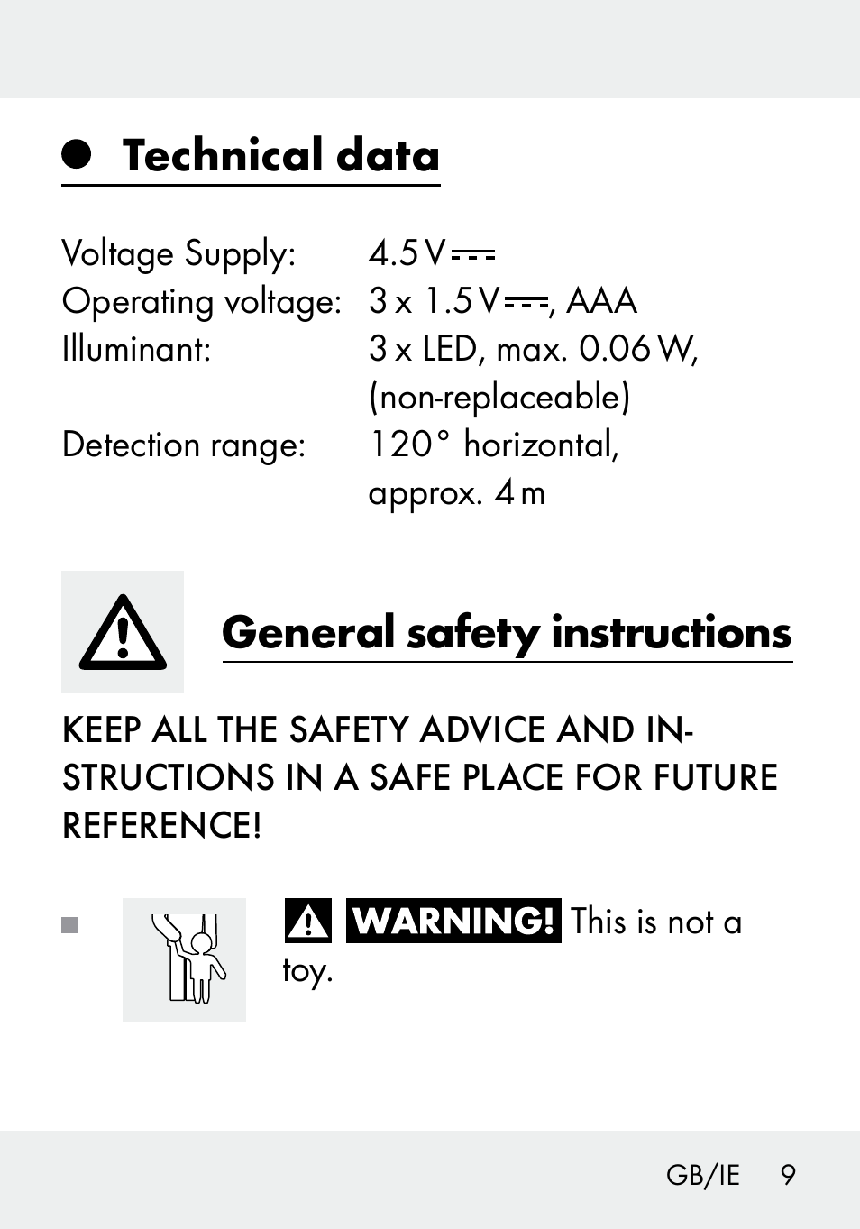 Technical data, General safety instructions | Livarno 103994-14-01/103994-14-02 User Manual | Page 9 / 88