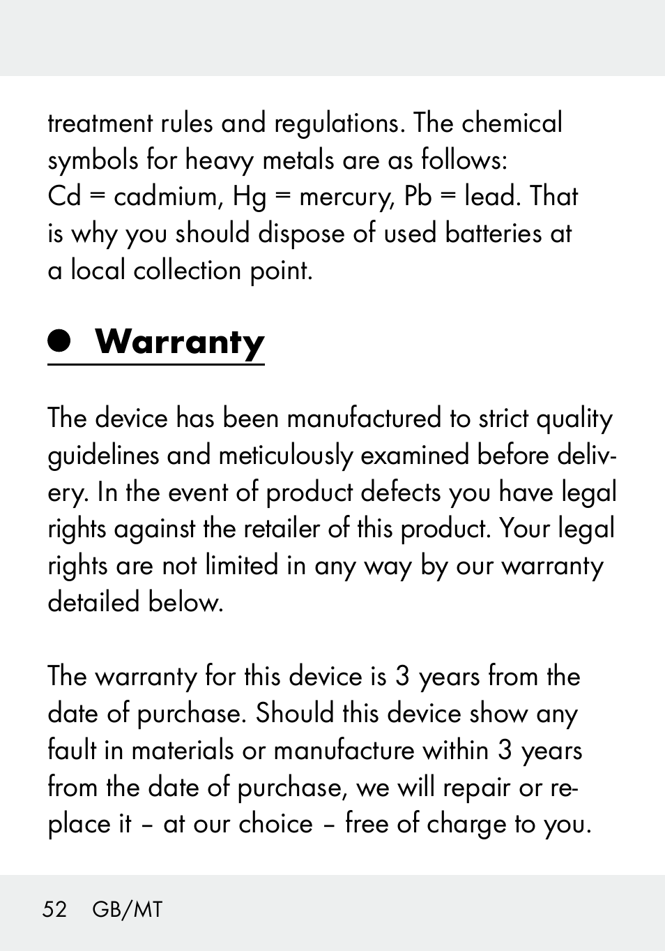 Warranty | Livarno 103994-14-01/103994-14-02 User Manual | Page 52 / 66