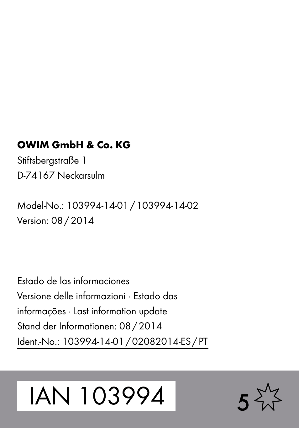 Livarno 103994-14-01/103994-14-02 User Manual | Page 66 / 66