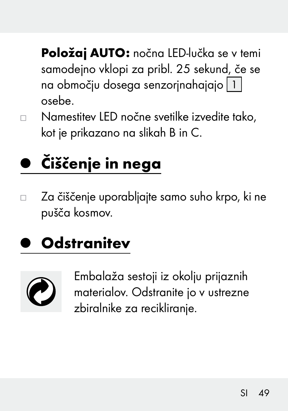 Čiščenje in nega, Odstranitev | Livarno 103994-14-01/103994-14-02 User Manual | Page 49 / 89