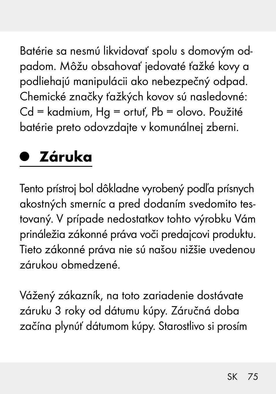 Záruka | Livarno 103994-14-01/103994-14-02 User Manual | Page 75 / 89