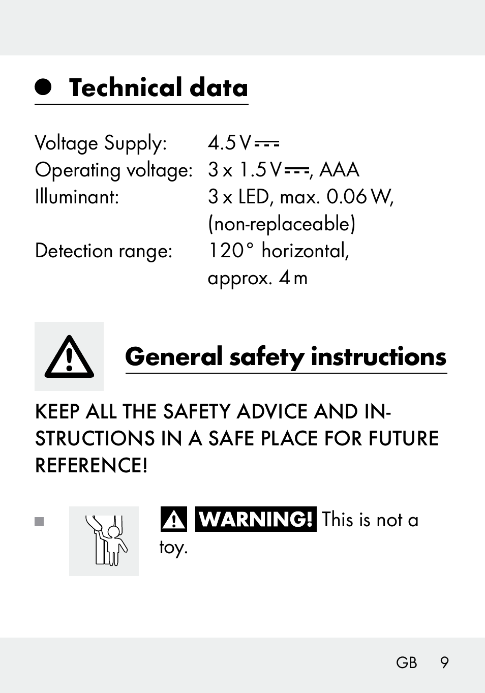 Technical data, General safety instructions | Livarno 103994-14-01/103994-14-02 User Manual | Page 9 / 89