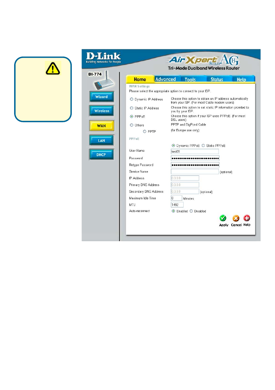 Using the configuration menu (continued) | D-Link DI-774 User Manual | Page 18 / 98