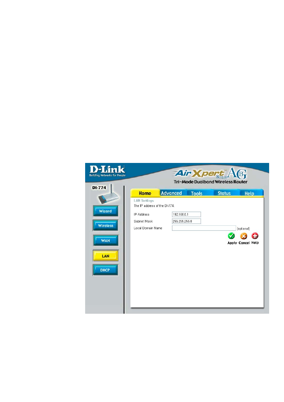 Using the configuration menu (continued) | D-Link DI-774 User Manual | Page 19 / 98