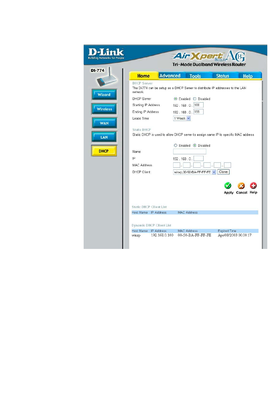 Using the configuration menu (continued) | D-Link DI-774 User Manual | Page 20 / 98